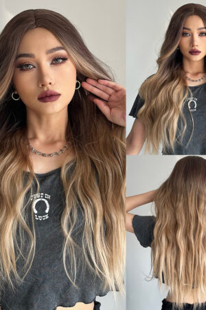 Long Brown to Blonde Wavy Wig for Sex Doll