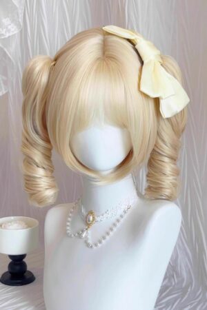 Petite Sex Doll Wigs - Golden Korean Wool Curl Short Hair
