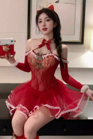 Reindeer Christmas Halter Neck Pajamas